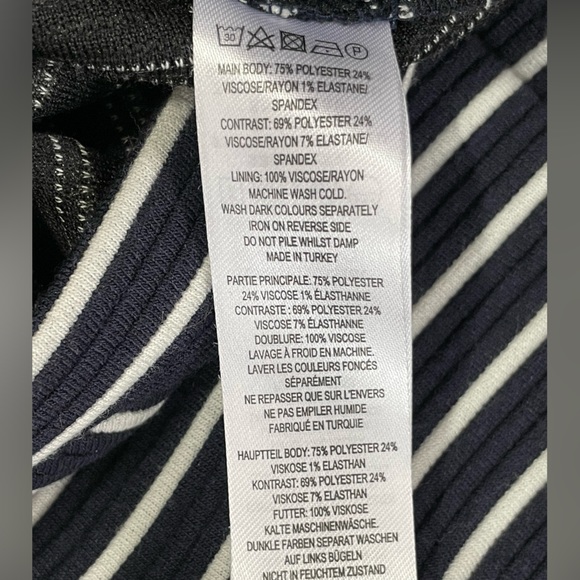 Flirty, navy blue and white striped fitted dress by French connection size 2 - Picture 6 of 9